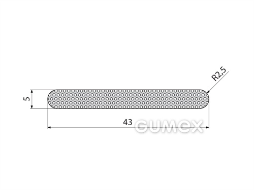 Mikroporézní profil tvaru "I", 5x43mm, hustota 500kg/m3, EPDM, -30°C/+80°C, černý